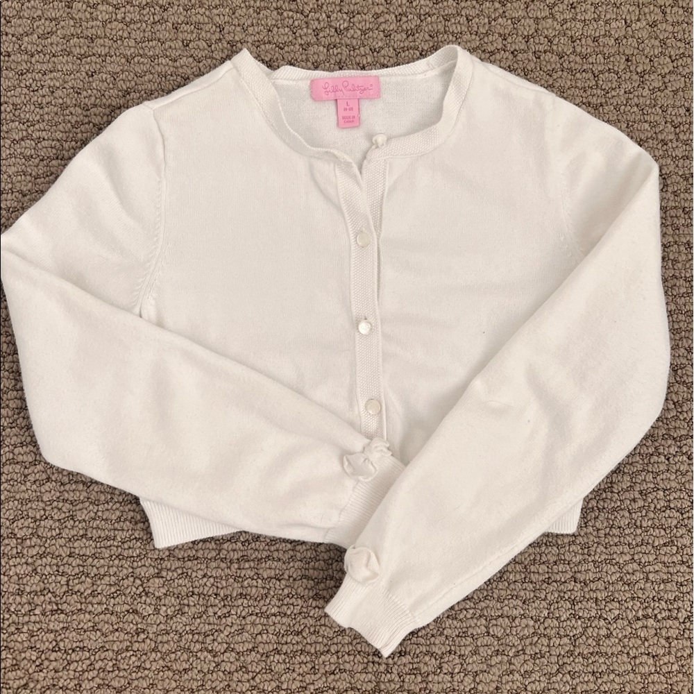 Lilly Pulitzer White Cardigan Large Size 8-10 - Picture 2 of 6